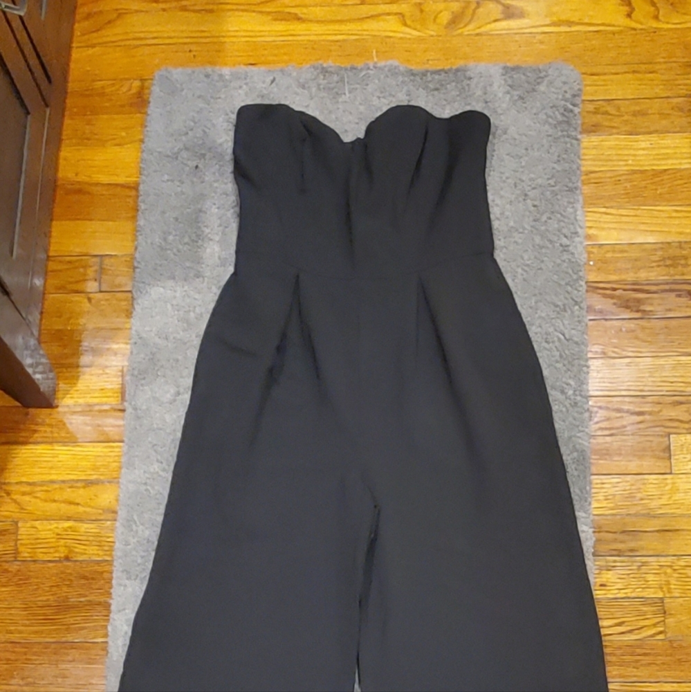 NWOT Forever 21 Size Large Strapless Wide Leg Blk Jumpsuit